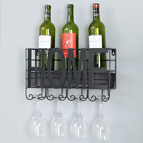 Soporte para botellas de vino metálico para pared 4 copas miniatura 1