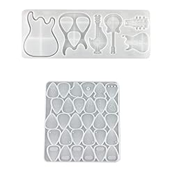 ZEELYDE Lot de 2 moules en silicone pour médiators de guitare – Décoration de porte-clés – Boîte de rangement époxy - Les Beatles, Paul McCartney, John Lennon, RIngo Starr, George Harrison
