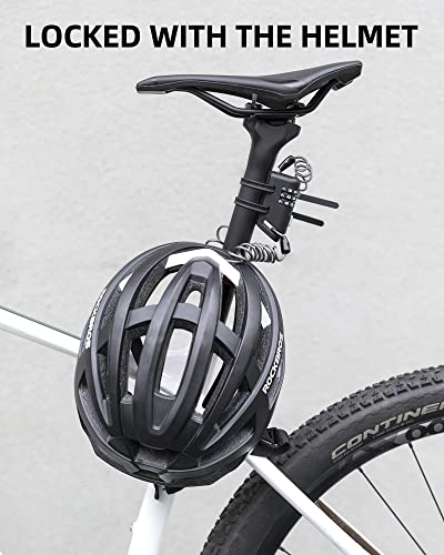 Rockbros Motorcycle Helmet Lock Bike Helmet Lock Lightweight Cable Lock With Combination Retractable Bicycle Cable Lock For Luggage Scooter #TOP2