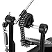Facmogu Kick Drum Pedal, Double Chain Pedal Adjustable Percussion Hardware for Intense Play, Heavy-Duty Single Kick Bass Drum Pedal with Classic Felt Beater Stick & Drum Key for Beginner & Pro Drummer