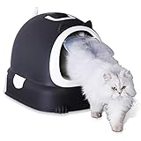 Práctica caja de arena para gatos: hecha de material ABS inofensivo, la gran caja de arena para gatos es resistente, duradera y elegante para combinar con la decoración de su hogar.