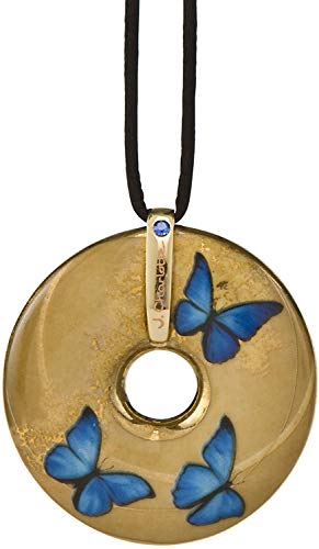 Goebel Blue Butterflies, Chaîne, Collier, Porcelaine, Doré, Collier en Tissu avec Fermeture, Ø 5 cm, 66999011
