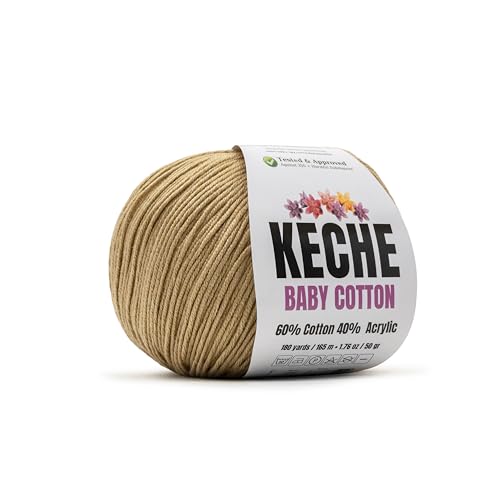 Image of Keche Baby Cotton, 60% Cotton 40% Acrylic Yarn, Soft Cotton Yarn for Crochet and Knitting, Amigurumi Yarn 1 Skein /Ball 1.76 Oz (50g) / 180 Yrds (165m) - Cappuccino