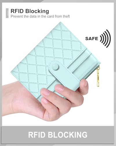 Womens Wallet, RFID Small Slim Wallets for Women, Compact Credit Card Holder, Cute Leather Bifold Ladies Purse with Zipper Coin Pocket and ID Window, Blue4