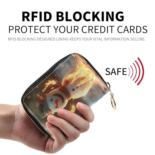 Credit Card Holder Christmas Fire Snowman Wallet for Women Leather Business Card Case With Zipper 202b64972
