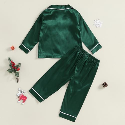 Multitrust Baby Girls Boys Silk Pajamas Set Solid Long Sleeve Button Down Shirts Tops and Pants Infant Satin Pj Lounge Sets3
