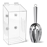 1+1P Magnetic Ice Scoop Holder with Metal Scoop, Windspeed Acrylic Ice Scoop Holder for Freezer Machine, Refrigerator, with Air Circulation Hole, No Water Accumulation Design