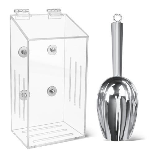1+1P Magnetic Ice Scoop Holder with Metal Scoop, Windspeed Acrylic Ice Scoop Holder for Freezer Machine, Refrigerator, with Air Circulation Hole, No Water Accumulation Design