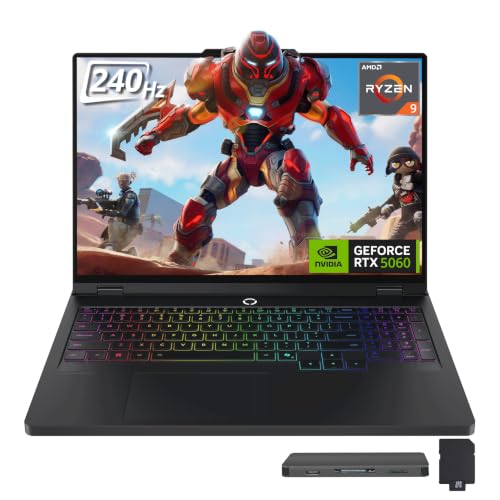 Image of Lenovo Legion Pro 5 16 inch 240Hz WQXGA Gaming Laptop, AMD Ryzen 9 8945HX, NVIDIA GeForce RTX 5060 8GB GDDR7, 64GB RAM, 5TB Storage(4TB SSD+1TB Docking Station), RGB Backlit Keyboard, Win 11 Pro, Black