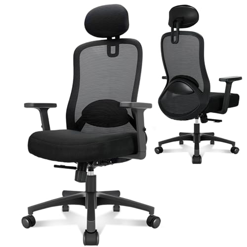 Milacyee Chaise Bureau Ergonomique, Fauteuil de Bureau à Réglables Appui-tête, Accoudoirs, Réglage en Hauteur, Siège Bureau Ergonomique avec Fonction...