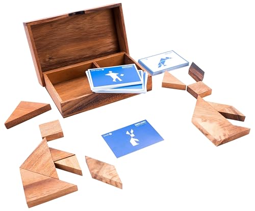 Engelhart –350100- Doppel-Tangram aus Holz – ökologisches Holzspiel – 1 und 2 Spieler – Maße: 4 x 19,2 x 12,5 cm – ab 4 Jahren