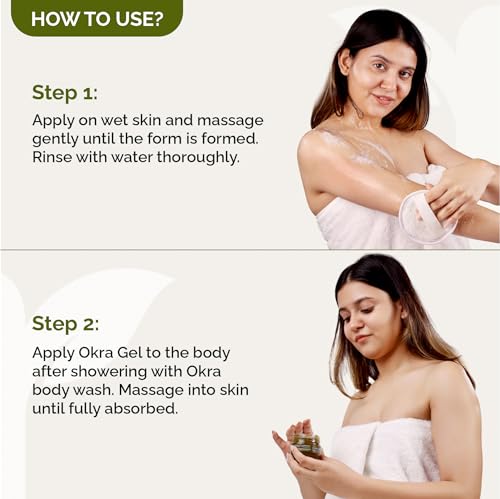 Image of ALARA Okra Infused Shower Gel for Soft, Hydrated Skin with a Natural, Refreshing Glow | 200 ml