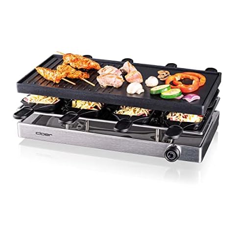 Cloer 6458 Raclettegrill mit Aluminium-Druckguss Platte Cover