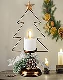 Christmas Decorations Flameless Christmas Tree LED Candles Lights with Candle Holder, Pine Cones,...