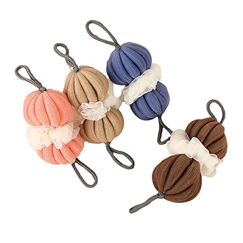 GBFYLD 4 uds Bola de Espuma de baño Larga Esponja de Espalda elástica con Asas de Cuerda Esponja Exfoliante Malla de Esponja Trenzada elástica para Hombres y Mujeres Cover