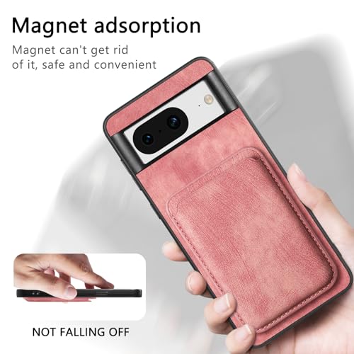 Google Pixel 8 étui portefeuille rose avec verre écran et porte-carte slim - 6