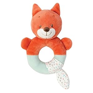 Nattou Sonajero de peluche de Oscar el Zorro, 9 x 7 x 14 cm, Fanny und Oscar, Naranja