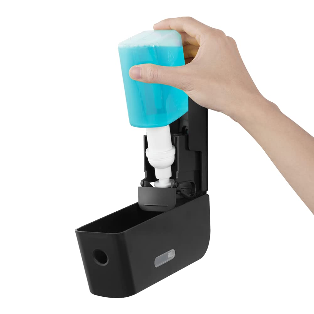 Mini Wall Mount Manual Foam Hand Soap Dispenser, 300 ml (10.0 oz), Sealed Cartridges Sold Separately, Black image 3