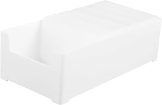 Mobestech Sliding Storage Box for Cables and Headphones, White Plastic