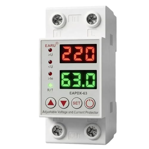 Image of EARU 63A Single Phase 220V Automatic Over /Under Voltage Protector (Adjustable Setting) | Auto Reconnect | RCBO RCCB ELCB MCB-220V | OEM 2026 Model | 3 Year Warranty