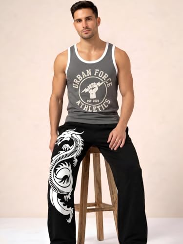 Tedwoods Men’s Dragon Print Baggy Pants Black - Image 6