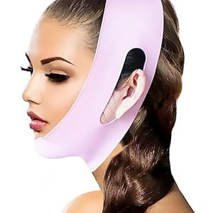 Silicone Double Chin Strap，Reusable V Line Face Slimming Mask，Double Chin Reducer，Chin Mask for Women and Men 21-27 Inches (Pink)