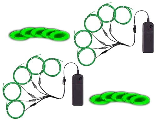 Image of MaxLax EL Wire, Portable Neon Lights EL Wire 5 in 1 Meter, Electroluminescent Wire for Halloween Decoration, Christmas Party, Blacklight Run,DIY Decoration (Green, 2Pack 5 in1M)