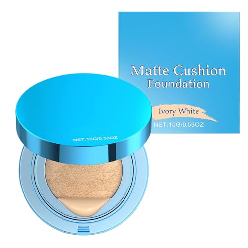 Maquillaje de cojín, base mate, corrector ligero de 15 g, crema de amortiguación de aire de larga duración, textura de cobertura suave, ideal para mujeres en viajes de negocios, escuela, playa, fiesta