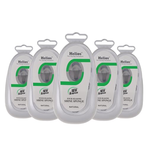 Image of Helios Shoe Shine Sponge for Leather Shoes | Instant Shine Sponge | Easy to Use Shoe Cleaner | Long Lasting Shine for Formal Shoes, Boots & Leather (Natural, Pack of 5)