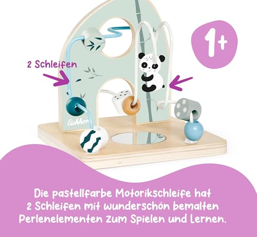 Eichhorn - Motorikschleife zur Förderung der motorischen Fähigkeiten, 2 Schleifen, mit Spiegelfläche, 14x14x14 cm, aus Birkenholz, ab einem Jahr, 100003803
