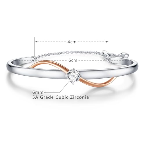 Infinity Bracelets for womens,Women's 18K White Gold Plated Adjustable Bracelets, Minimalist Jewellery for Women, Anniversary, Mother's Day, Christmas, Valentines gifts for her - Image 6