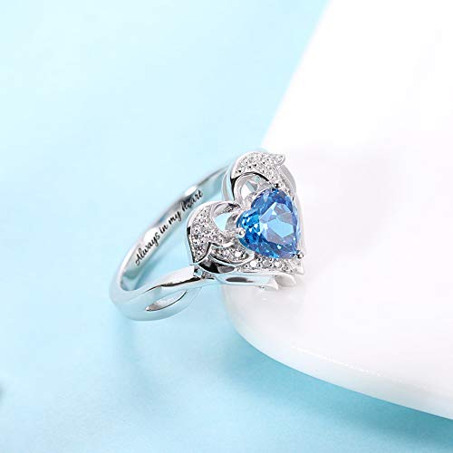 Getname Sterling Silver 925 Angel Wings Birthstone Couple Wedding Engagement Ring3