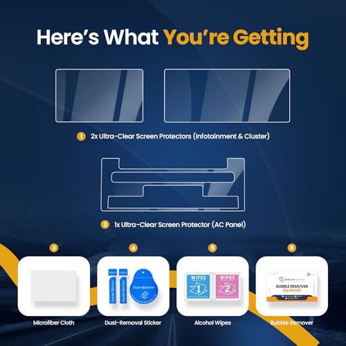 Image of Screen Protector Combo for Hyundai CRETA 2024 Facelift - 8 Inch Infotainment & Cluster (EX /S /SX Optional) + AC Panel Screen Guard | Clear [Not a Tempered Glass]