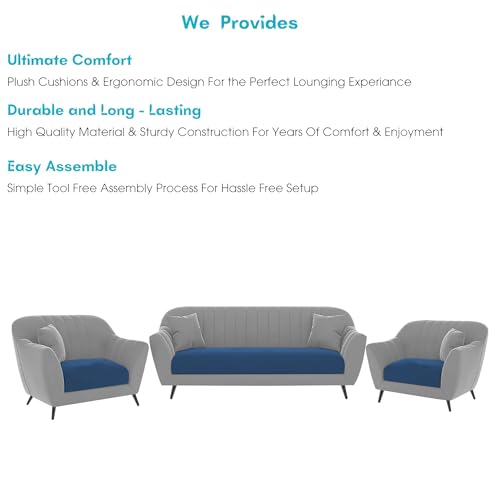 Image of Atticus 3+1+1 Seater Sofa Set for Living Room (Blue Grey Colour) Premium Fabric Sofa