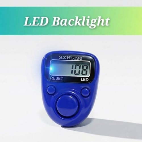 Image of Digital Hand Tally Counter, LED Display, Ring Design, Reset Button(Pack of 1) (Blue)