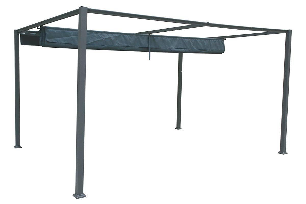 Hespéride - Toldo de Repuesto para cenador Palmeira - Pizarra - Retráctil - Tejido hidrófugo - Rectangular 4x3m - Filtro UV - Resistente a la decoloración