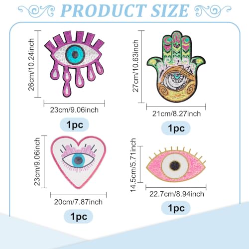 Patchs brodés mauvais yeux strassés anti-déchirure pour réparation textile durable - 3