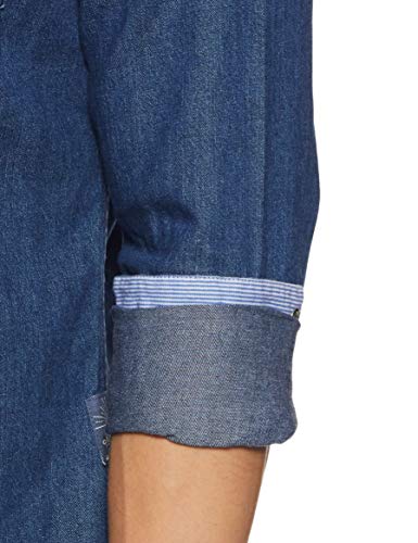 Image of Amazon Brand - Symbol Men's Cotton Slim Fit Denim Shirt | Casual | Plain | Full Sleeve | Summer (Available in Plus Sizes)