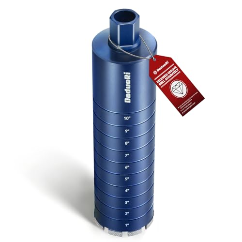 Image of 4 inch Core Drill Bit with Etched Depth Scale - Industrial for Reinforced Concrete, Brick Block, Masonry,1-1 /4 inch-7 UNC,14 inch Drilling Depth, Precision-Welded & Aggressive Sharp 12mm Segments, Wet