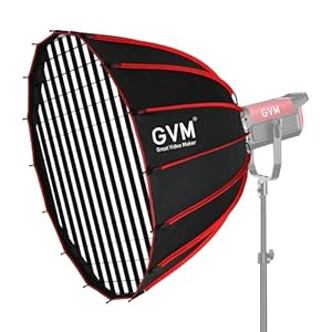 GVM Softbox Parabolic Soft Light Bowens Mount，36″/90cm Quick Release Parabolic Deep Softbox & Honeycomb Grid Compatible with Other Bowens Mount Light for Recording, Portraits