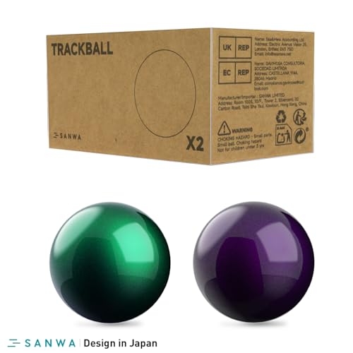 Image of SANWA 34mm /1.34inch Trackball, Replacement Ball for Logitech M575, M570, MX Ergo, Kensington TB450, TB550, Pro Fit Ergo, and Other Compatible Trackball Mouse, Glossy Purple + Green, Set of 2