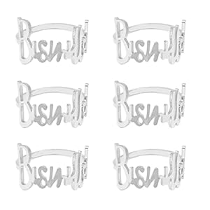 Servetringen – 6 stuks Bismillah Letter metalen servetring set alfabet servetgespen houder tafeldecoratie voor bruiloft, feest, Kerstmis, Thanksgiving (zilver)