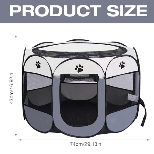 Vmxlso Welpenauslauf Faltbar, 73 x 73 x 43 cm welpenauslauf für Drinnen, Laufstall Hund Pop-Up, Hundelaufstall für Wohnung, Hundeauslauf für Innen Hasen Katzen, Indoor Outdoor Reisen Camping