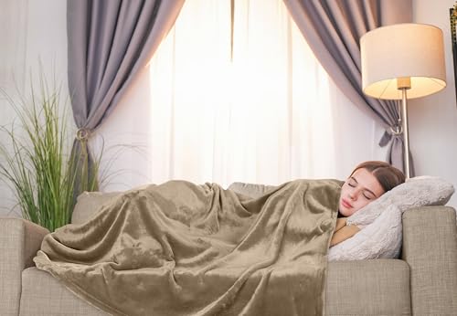 Image of Utopia Bedding Fleece Blanket Throw Size Camel 300GSM Luxury Anti-Static Fuzzy Soft Microfiber Blanket for Couch, Sofa and Bed (50x60 Inch)