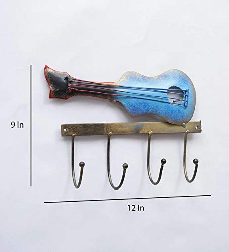 Image of Bharat Art Metal Iron (Guitar Key Holder) Decorative Wall Hanging /Wall Decor for Home, Living Room, Bedroom, Hotels, Office, Cafe etc. - Multicolor (11.5 x 3 x 9 Inch)