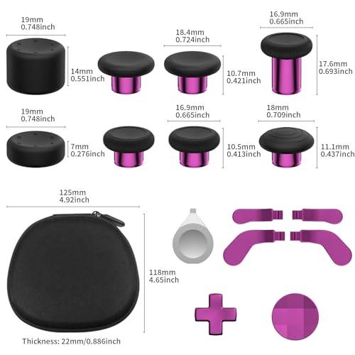 Image of CHARM FOCUS 16-in-1 Metal Thumbsticks Replacement Kits for Xbox Elite Series 2, X-box Elite 2 Controller Accessories, Includes Magnetic Joysticks, Paddles, Silicone Caps, D-Pads, 1 Tool (Magenta)