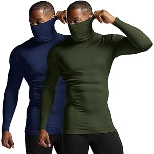 ATHLIO 2 or 3 Pack Men’s Thermal Long Sleeve Compression Shirts, Turtle/Mock Winter Sports Base Layer, Active Running Shirt