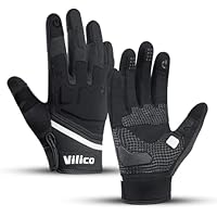 Vilico Motorradhandschuhe Sommer, Touchscreen Handschuhe für Fahrrad & Outdoor Sport, Atmungsaktive Schutz Handschuhe für Motorradfahren, Radfahren und Training-Schwarz, Größe M