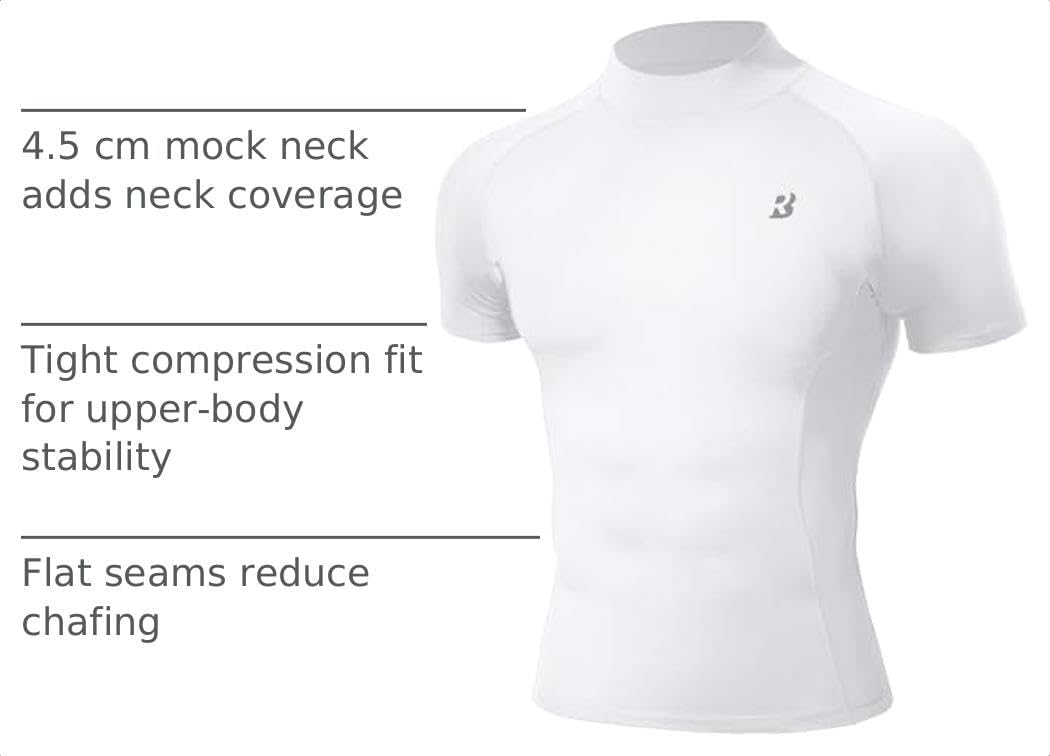 Roadbox Men's Mock Turtleneck Compression Shirt Short Sleeve image 4