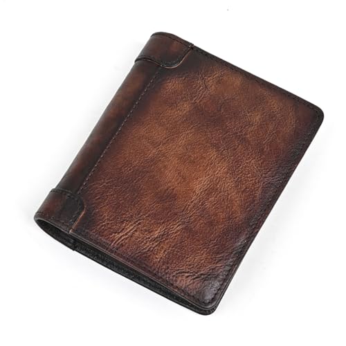 Genuine Leather Wallets for Men and women, Vintage Short Multi Function Credit Card Holder,Money Clips with 2 ID Windows (COFFEE)